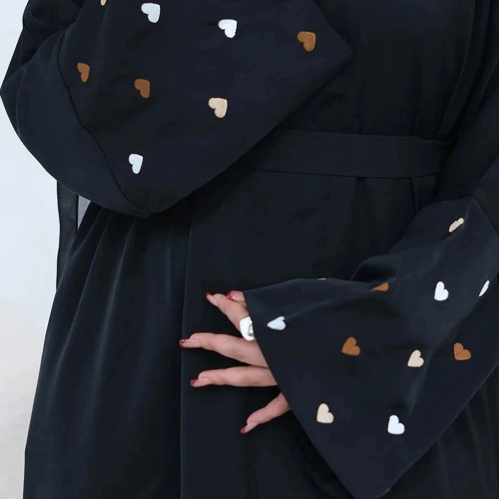 Abaya Cardigan "Cœur d'Orient" - Noir Onyx